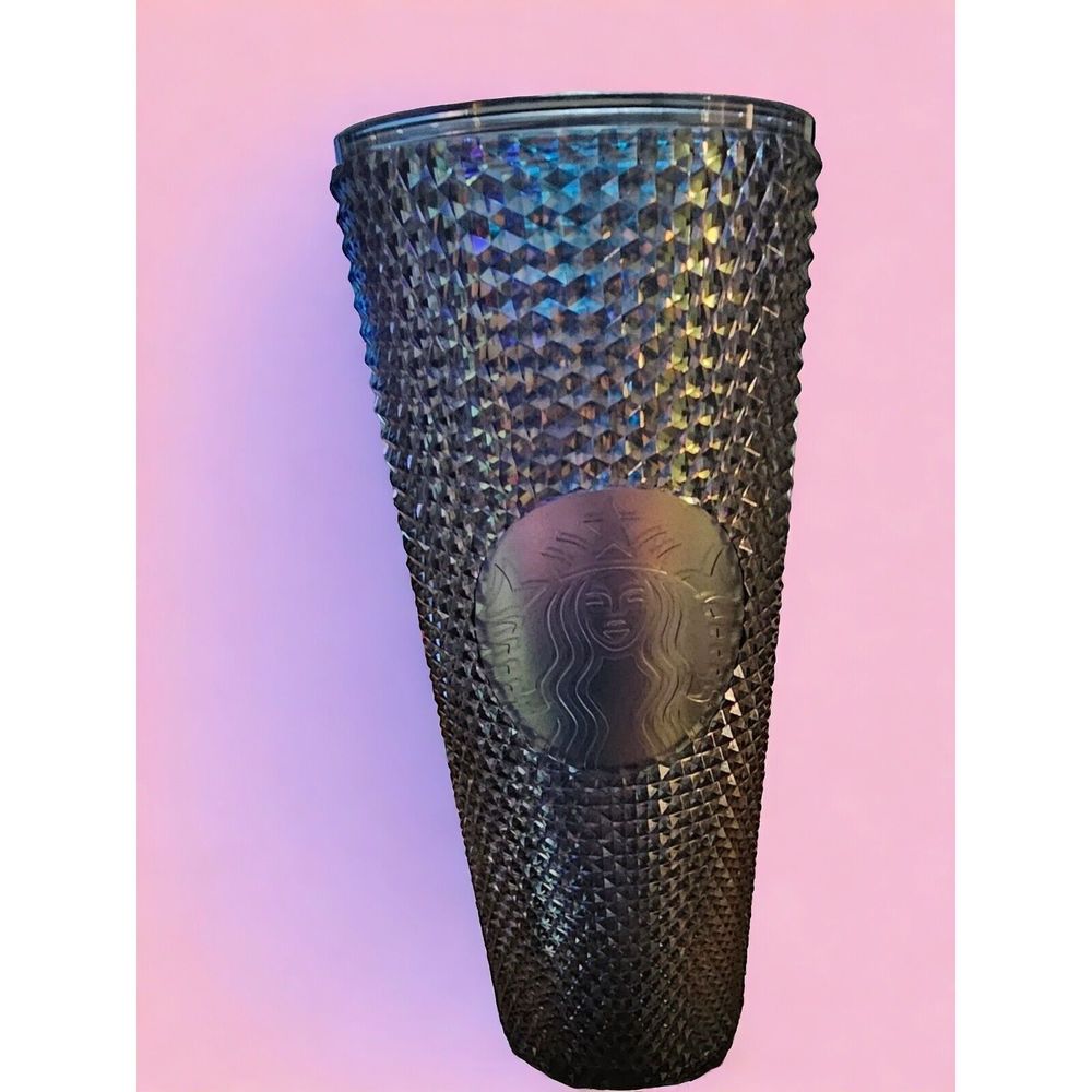 Starbucks Limited Edition Gold Black Dark Studded Cold Cup Tumbler 24oz No Lid!!